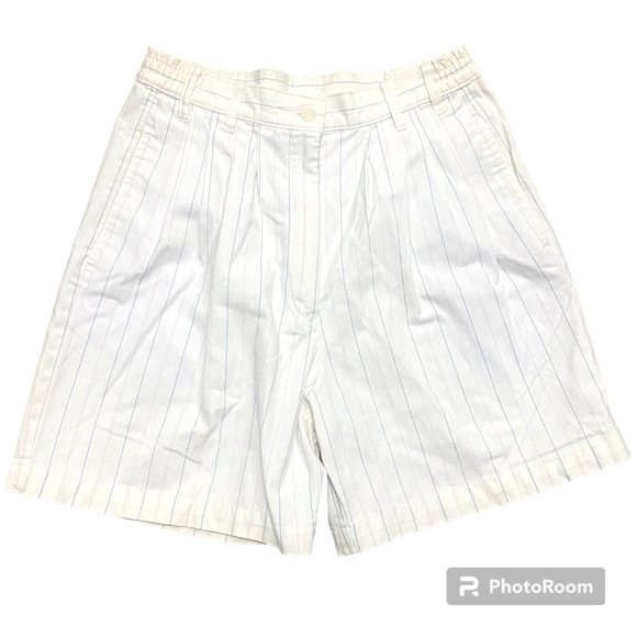 Vintage 80s Woolrich White Pastel Striped‎ High Waisted Shorts Women's 10 - Picture 1 of 6